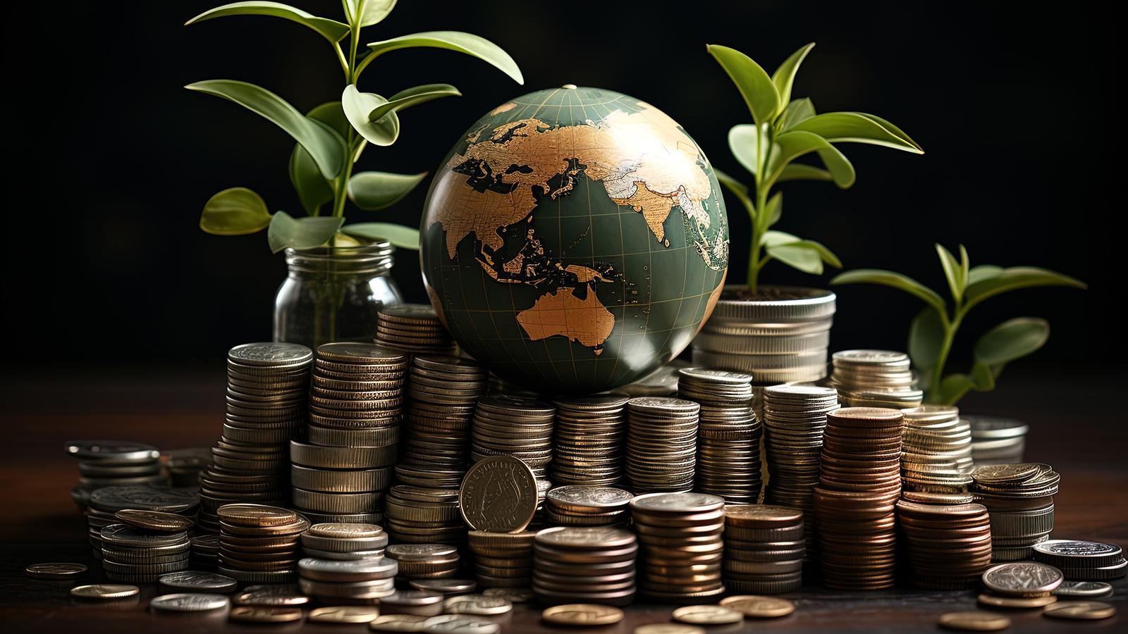 Stock photo - globe and coins