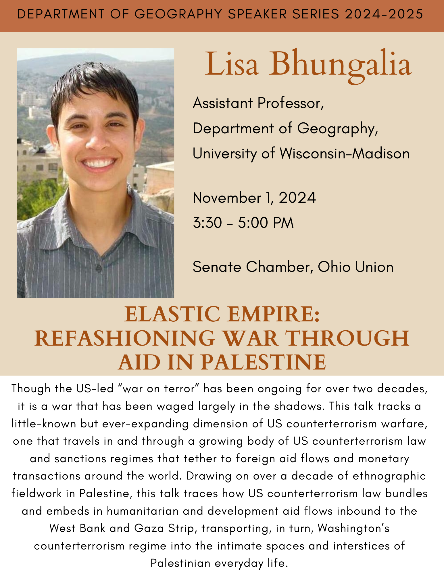 Geography Speaker Series presents Lisa Bhungalia