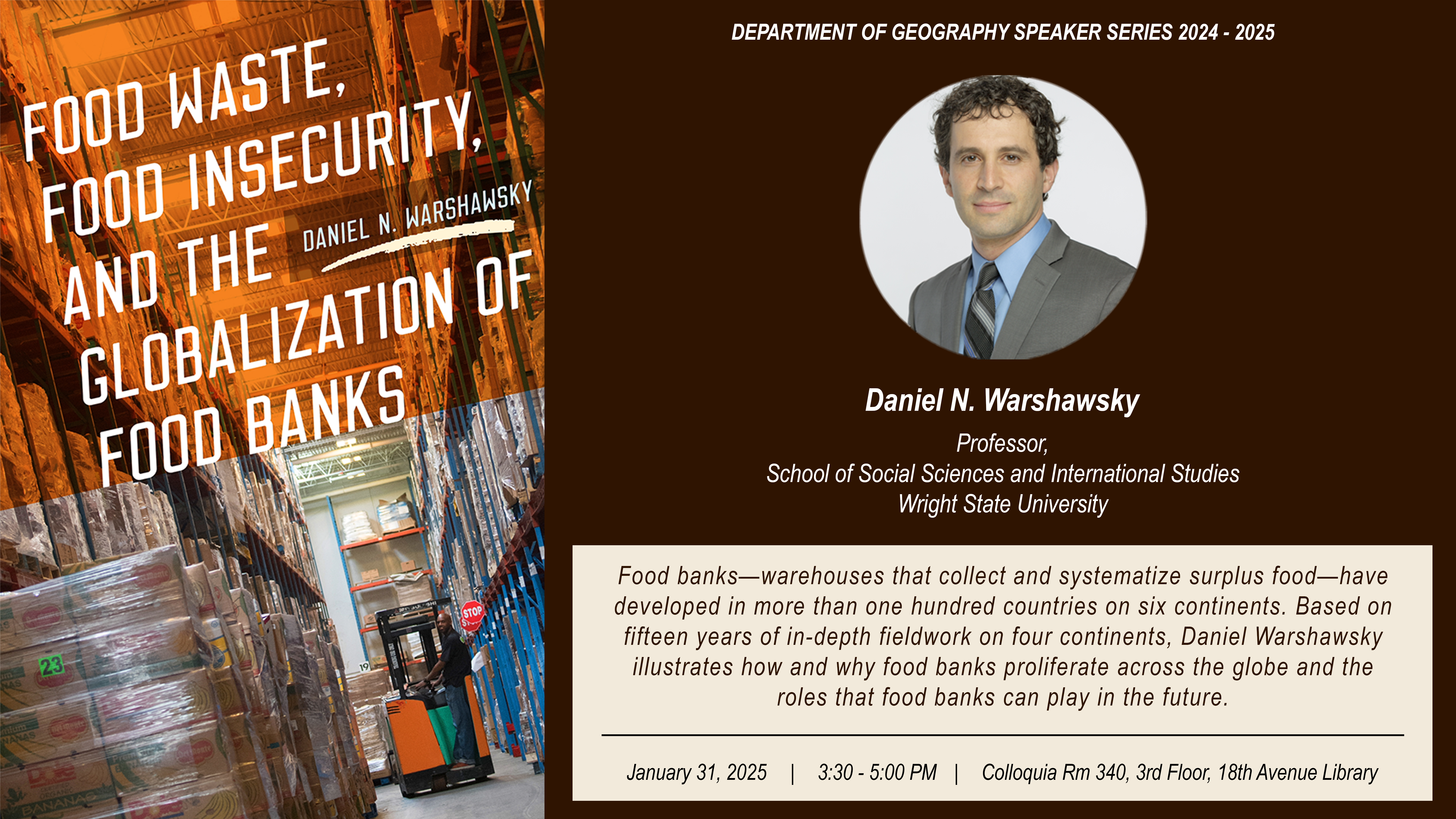 Speaker Series presents Daniel Warshawsky Jan. 1 2025