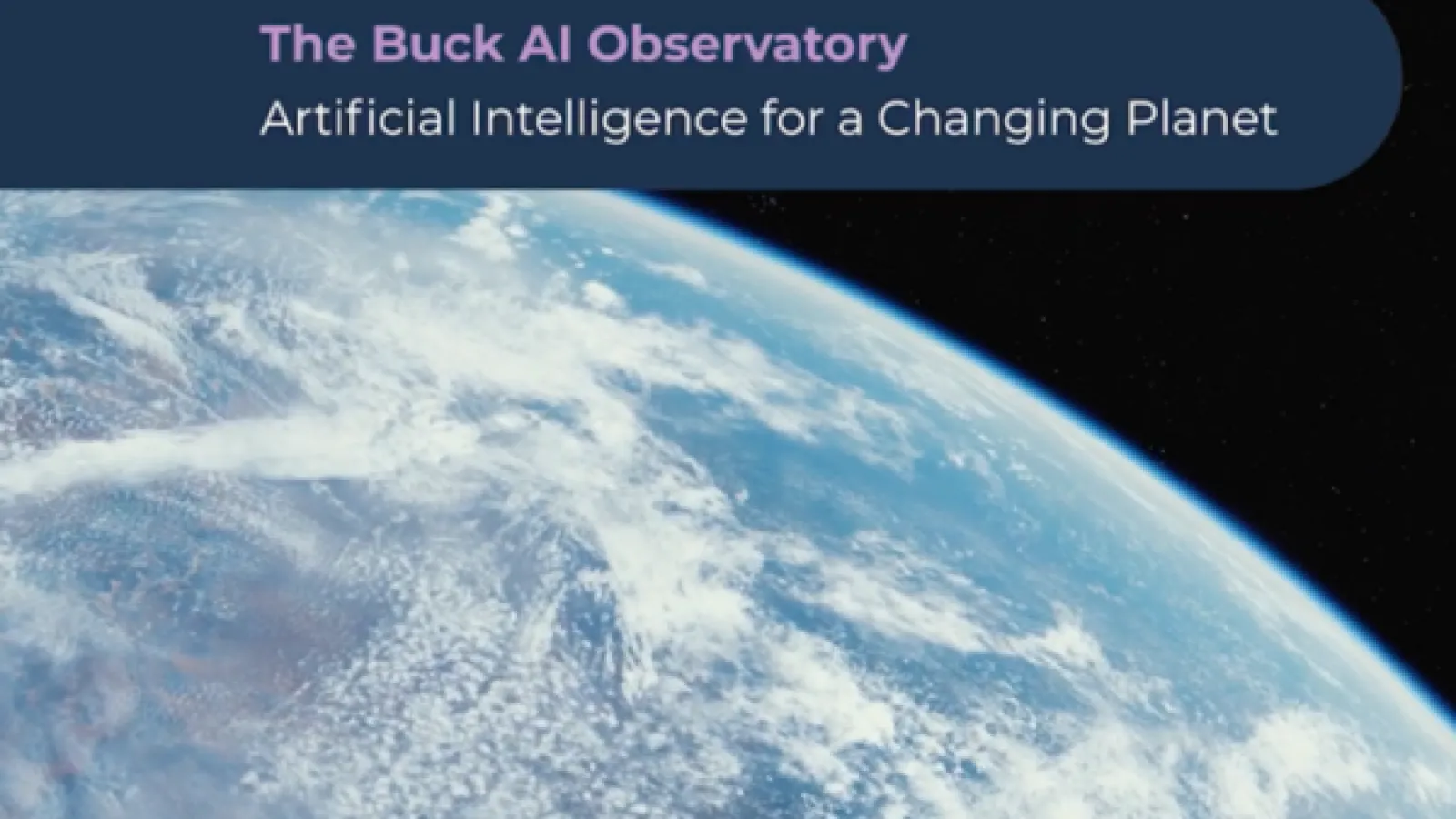 Earth in space with BuckAI Observatory Text