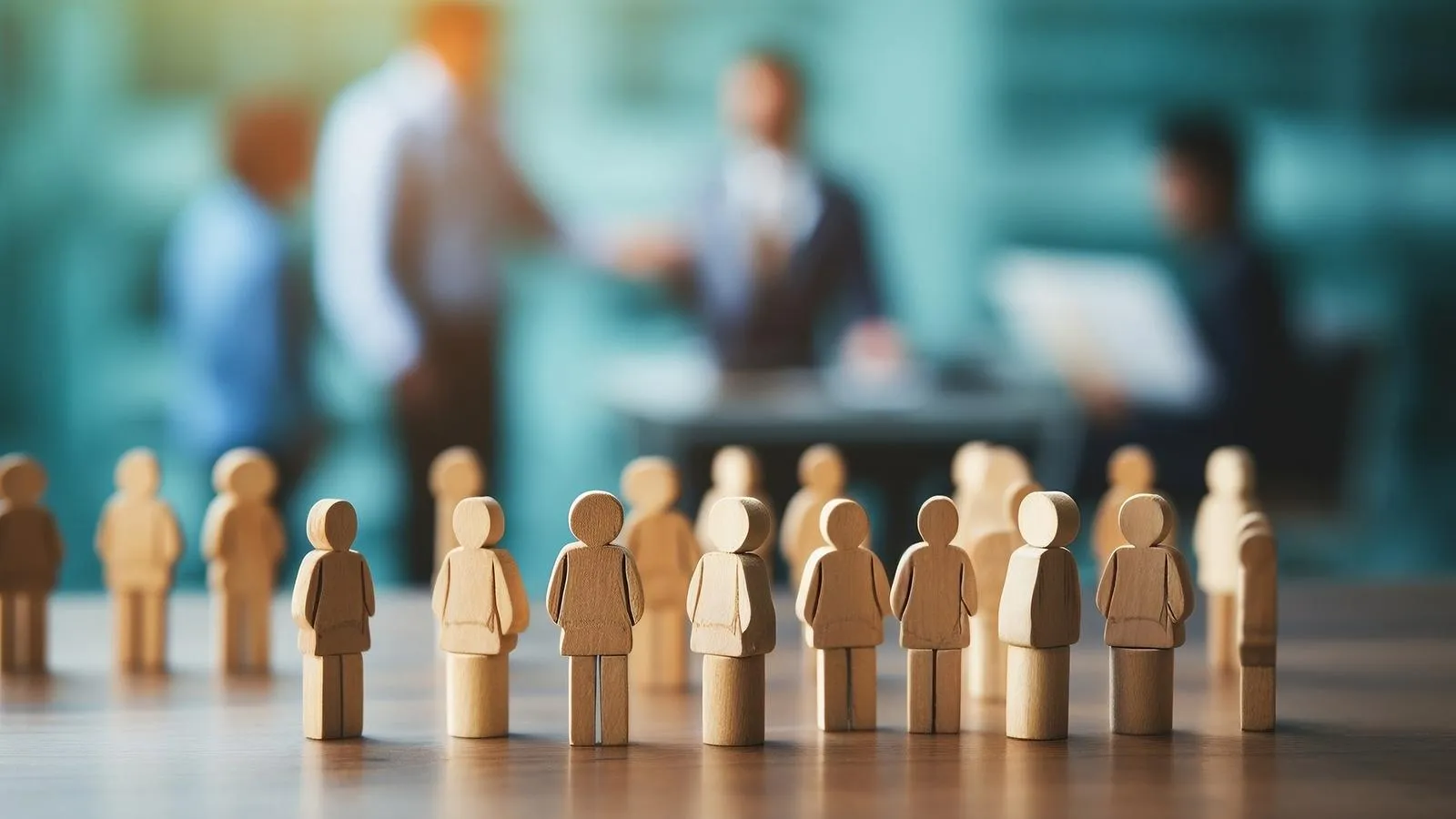 Figurines of people on a table