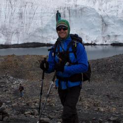 Oliver Wigmore in front of a Glacier Glacier and Oliver Wigmore
