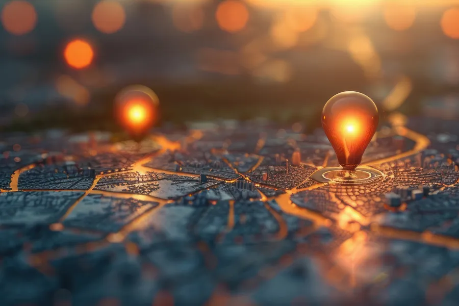 Stock photo - geography with lights