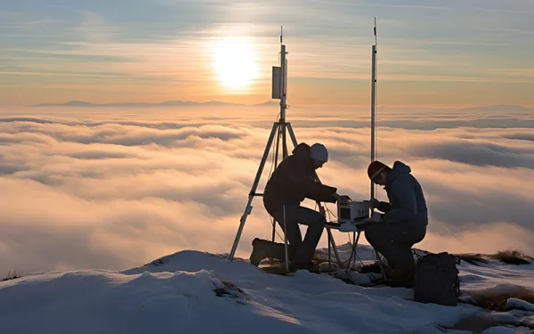 Stock photo - atmospheric scientists above the clouds