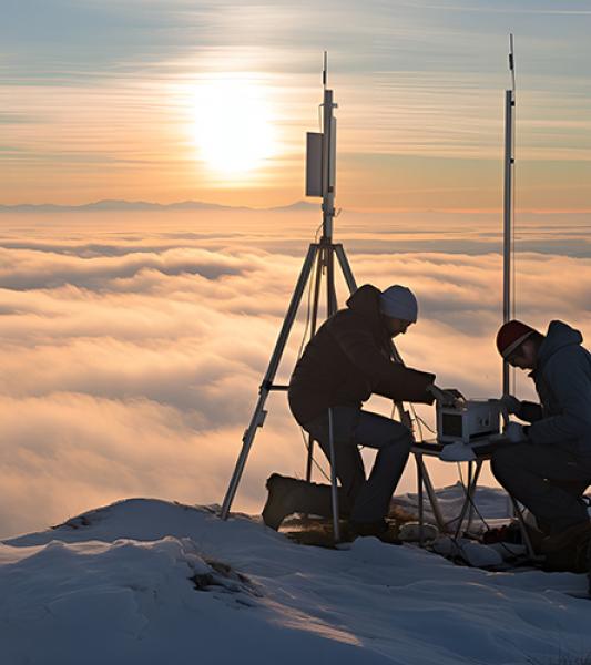 Stock photo - atmospheric scientists above the clouds
