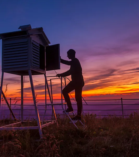 Stock photo - weather station at sunset