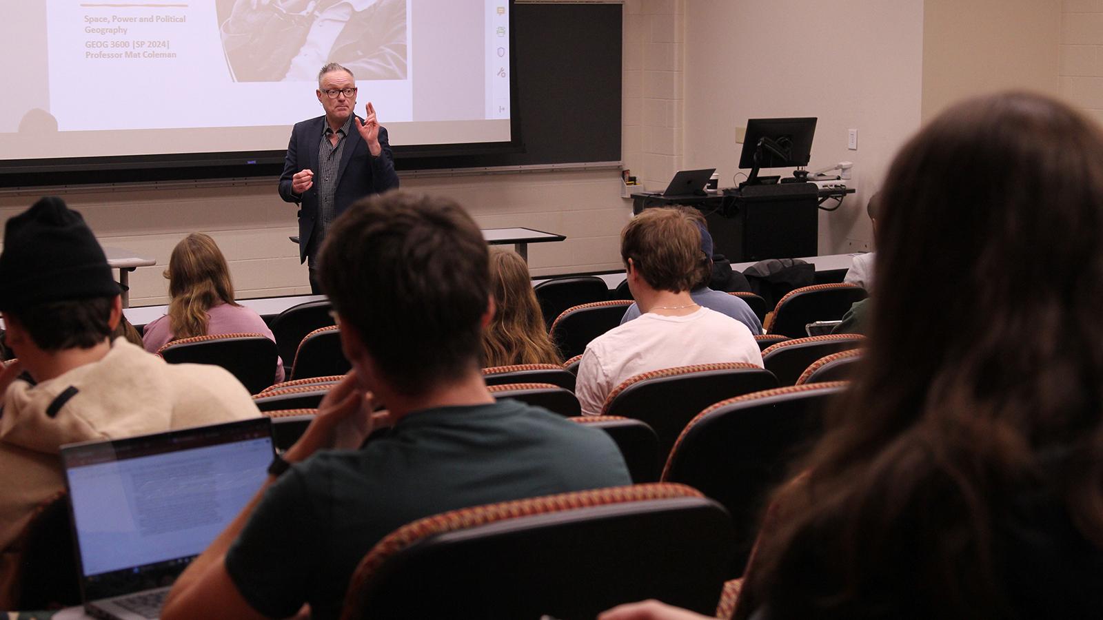 Dr. Mat Coleman teaching in GEOG 3600: Space, Power, and Political Geography