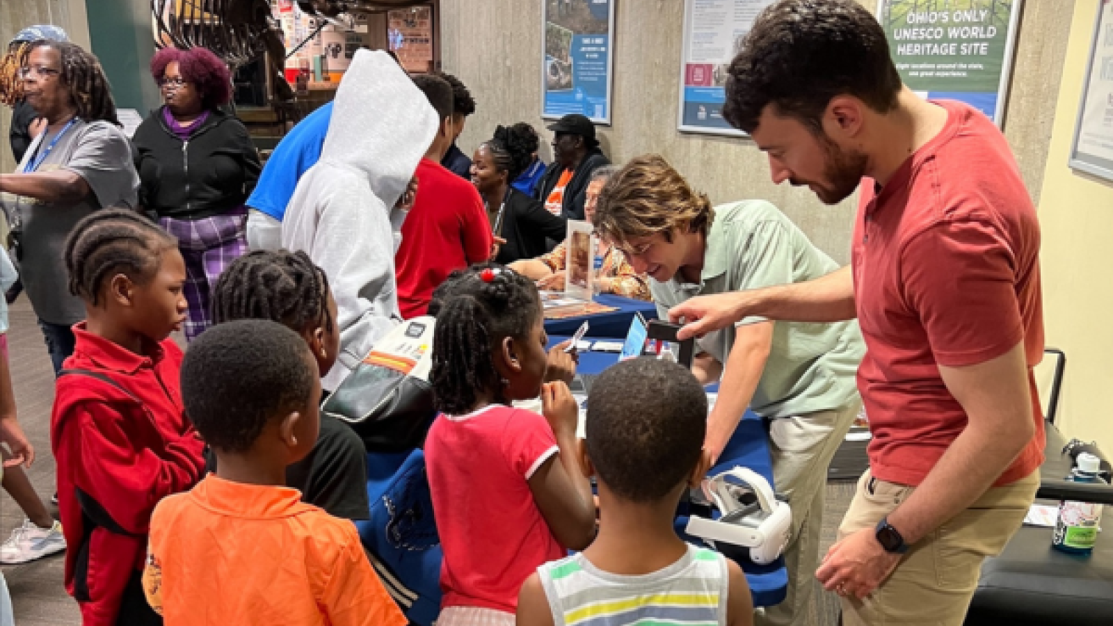 Jordan Swaim-Fox giving children a demonstration. 