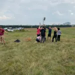 Students gathering field data