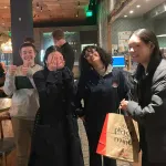 Simon Tate, Yu Liu, Aleshly Castro, Jessica Zhang at social event during AMS