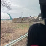Students view construction site
