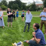 STEAMM teachers on the Oval with Geography blimp demonstration