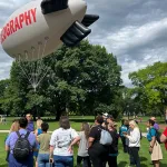 STEAMM teachers on the Oval with Geography blimp demonstration