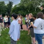 STEAMM teachers on the Oval with Geography blimp demonstration